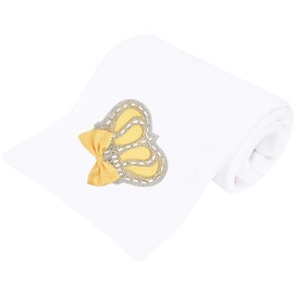 Lilax Baby Girl Newborn Jewels Crown Swaddle Receiving Blanket (One Size, Yellow)