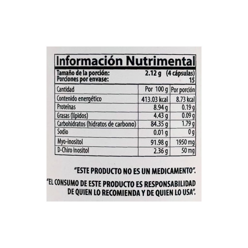 Myo Chiro Inositol Capsulas Natural Health