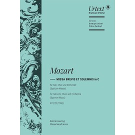 Missa brevis in C major (K. 220 / 196b) - Sparrow Mass - Breitkopf Urtext - soloists, mixed choir and orchestra - vocal/piano score - (EB 8581)