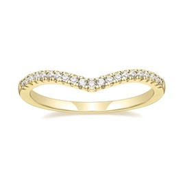 TIGRADE Cubic Zirconia Eternity Band V Shape CZ Stacking Engagement Ring for Women Size 4-11, Gold, Size 8