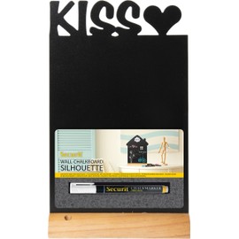 SECURIT - Lavagna Da Tavolo Silhouette Bacio - Per Pennarelli A Gesso Liquido - Per Caffè, Ristoranti, Negozi, Casa - Inserto Rimovibile - Base In Legno Laccato - 34,5x21x6cm - Pennarello Incluso