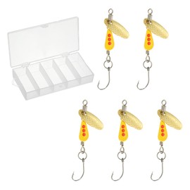 PATIKIL Fishing Spinners 1/10 oz, 5 Pack Single Hook Trout Lures Teardrop Fishing Lures Inline Spinner with Tackle Boxes for Freshwater Saltwater Fishing, Yellow/Red