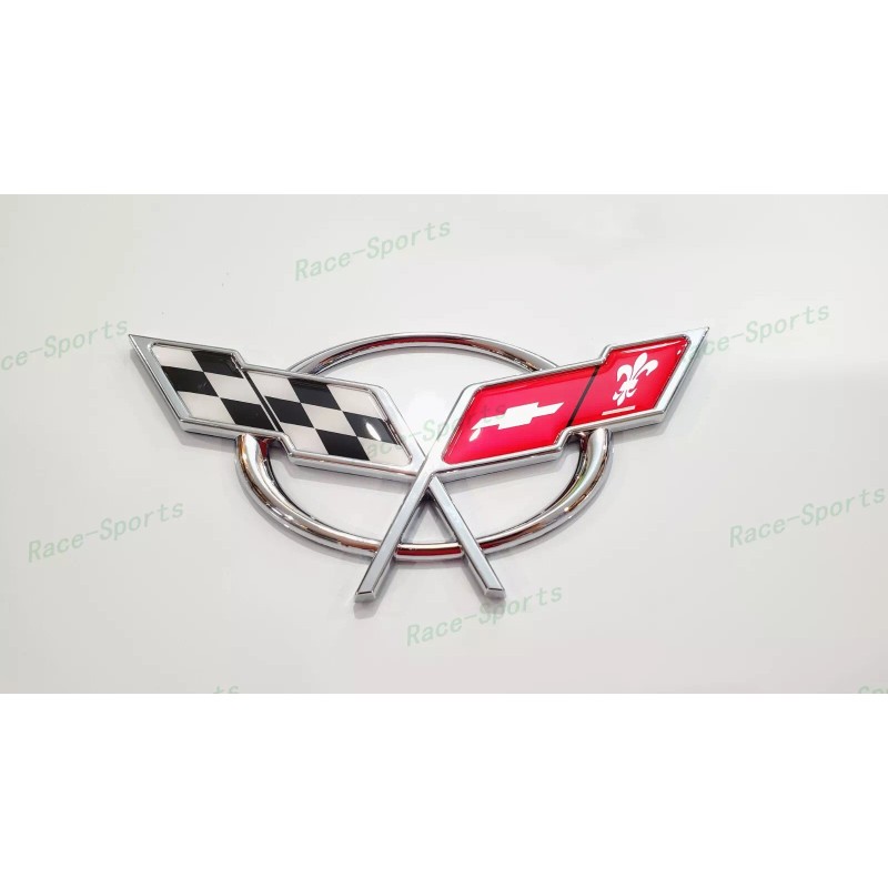 AUTO 1PC Chrome Rear Deck Lid Cross Flags Emblem Badge