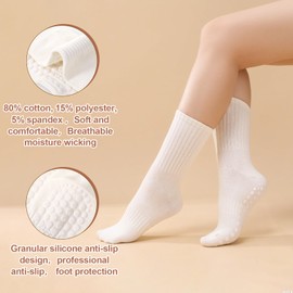 Zuimei 4 Pairs Pilates Socks with Grips, Cotton Grip Sock Non Slip Yoga Socks for Ballet Barre Dance Gym Fitness Workout