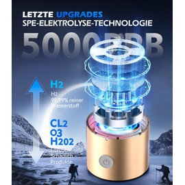 IUHFSIFS 2-in-1 hydrogen water bottle, 5000PPB, SPE PEM technology, double hydrogen concentration, water treatment in 3 minutes, 450 ml