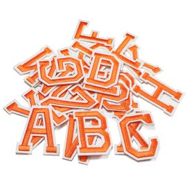 A-Z Alphabet Appliques, 52 parches termoadhesivos de 2 pulgadas, 2 juegos de parches de letras para ropa, manualidades de bricolaje, EJ-2018 (naranja)