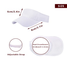 2 Pieces of White Sun Visor Hats Adjustable Sport Visors Cap Visors for Women and Men (One Size)