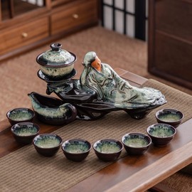 Ceramic Teapot with Infuser Semi Automatic Tea Set Magic Teapot with 8 cups Gradient Color (Gradient Lady)