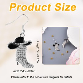 Rhinestone Western Boots Earrings, Western Bohemian Cowgirl Earrings Cowboy Country Concert Party Outfits Enamel Hat Boot Dangle Drop Jewelry Accessories Gift for Women