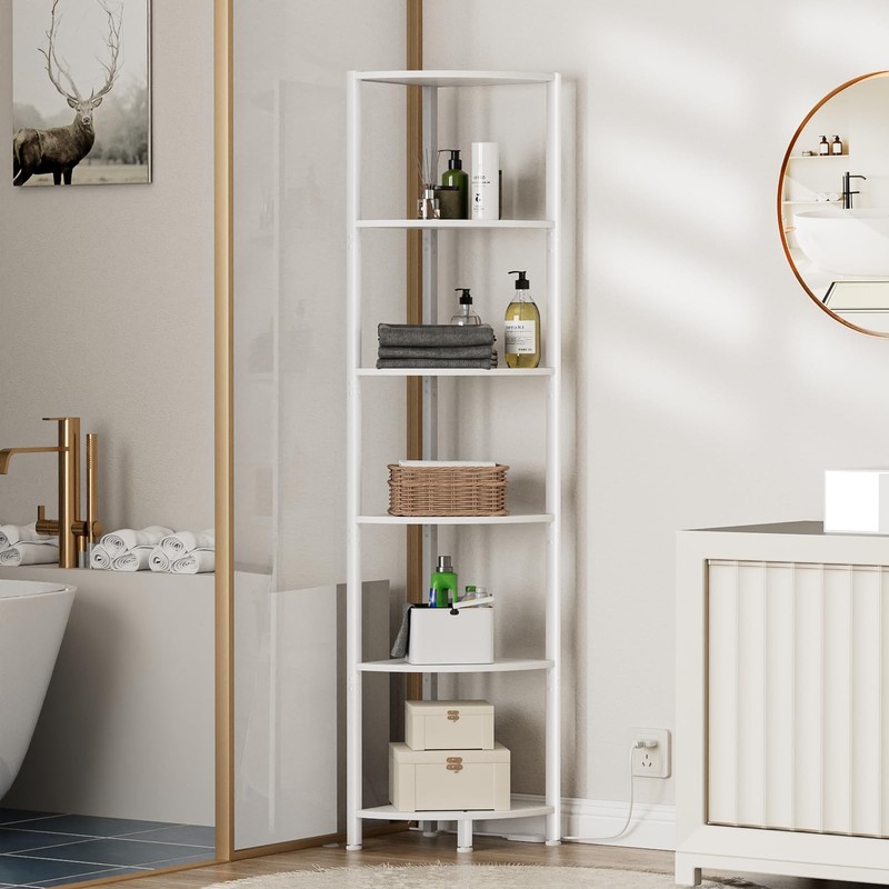 Furnulem 6 Tier Corner Shelf with LED Light, 67.5” Tall