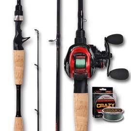 Fiblink Baitcasting Fishing Rod and Reel Combo, 4-Piece Portable Travel Casting Rod, Baitcasting Combo (7'6" Rod & Right Handed Reel Combo)