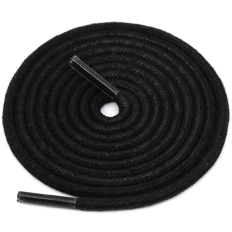 DELELE Round Cotton Waxed Shoelaces: 7/50 Inches Black Dress Shoe