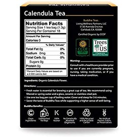 Buddha Teas - Té orgánico de flores de caléndula - Té de hierbas - Para la salud y el bienestar - Apoya la salud inmune y digestiva - Ingredientes limpios - Sin cafeína - OU Kosher - 18 bolsas de té