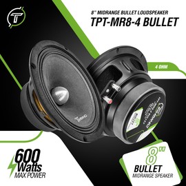 Timpano (2) 8" MIDRANGE TIMPANO 600W TPT-MR8-4 BULLET 4 OHM CAR PRO AUDIO SPEAKER PAIR
