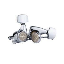 Guyker 6Pcs Guitar Locking Tuners (3L + 3R Handed) - 1:21 Ratio Lock String Tuning Key Pegs Machine Heads with Hexagonal Handle Replacement for LP SG Style Electric, Folk or Acoustic Guitars - Chrome