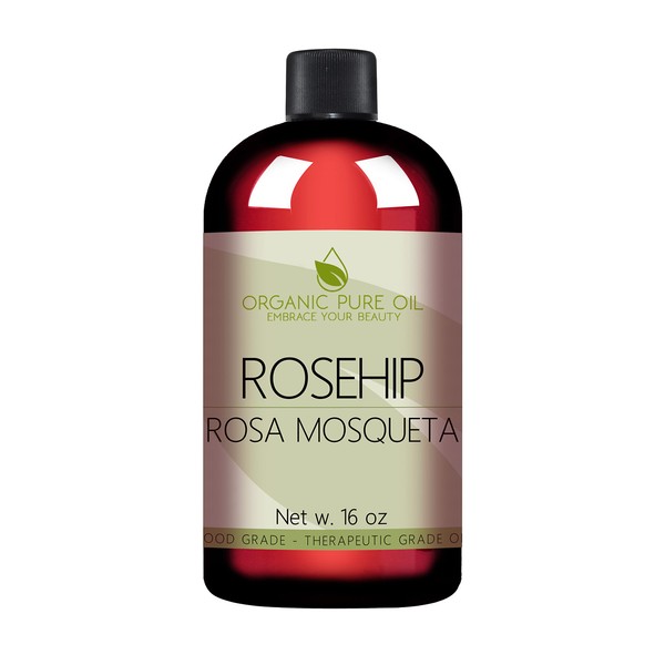 OPO Rosehip Oil - 16 oz - 100% Pure, Unrefined, Cold Pressed, Non-GMO, Vegan Bulk Carrier Oil - Skin, Hair, Nails, Body, Face, Facial Hair - Nourish, Moisturize, Condition Sensitive, Mature, Brittle