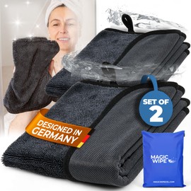 Magicwipe® Bathroom Drying Cloth XL (40×60 cm, 2 Pack) – Removes Limescale & Hard Water Stains in Seconds with Just Water – Streak-Free for Shower Glass & Tiles – Reusable Microfibre Cloth