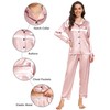 Vlazom Pyjamas for Women, Soft Satin Long Sleeve Pjs Set