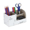 Relaxdays Desk Organiser, Pen Holder with 3 Compartments, Marble Look,