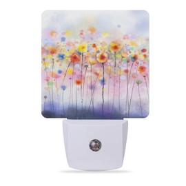 Meikosks Night Light,Abstract Watercolor Floral Night Lights Plug into Wall Dusk to Dawn Sensor Led Lamp for Women Men,Led Lights for Stairway/Hallway/Bedroom,0.5W