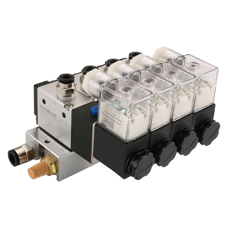 Baomain 4 Space Pneumatic Solenoid Valve 3V210-08 12VDC PT1/4 2
