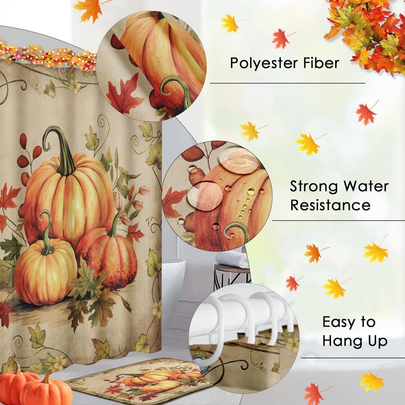 Tayney Bathroom Sets with Shower Curtain and Rugs, 4 Pcs,