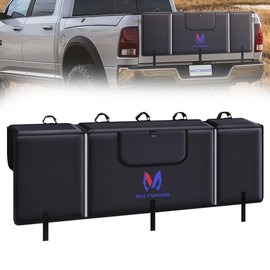 MICTUNING Tailgate Bike Pad for Mountain Bike, Fits 5 Bikes, with Reflective Strips and Tool Pocket, Backup Camera Window, for Outdoor Bicycle Transportation Easy Install with Secure Strap