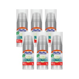 Hefty Party Perfect Clear Plastic Cups, 9 Ounce, 40 Count (Pack of 6)