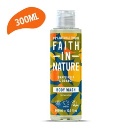 Faith In Nature 300 ml Natural Grapefruit and Orange Body Wash, Invigorating, Vegan and Cruelty Free, No SLS or Parabens
