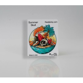 Real Sticky Summer Skull Sticker Sea Beach Laptop Cup Cooler Car Vehicle Window Bumper Decal