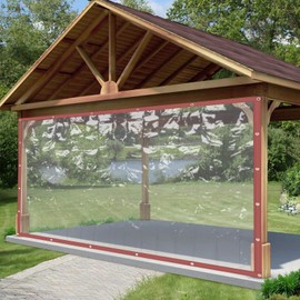 8'x16' Outdoor Waterproof Clear Tarps with Grommets, Hevy Duty PVC Plastic Vinyl Patio Enclosure, Transparent Tarp for Patio, Greenhouse Tarp Curtains Cover Panels