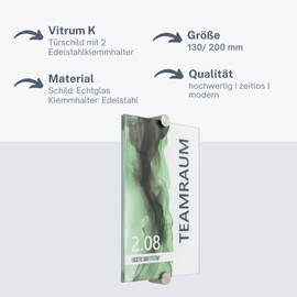 Logistic Sign System Glass Door Sign, Vitrum K2, Clamp Holder (130/200 mm)