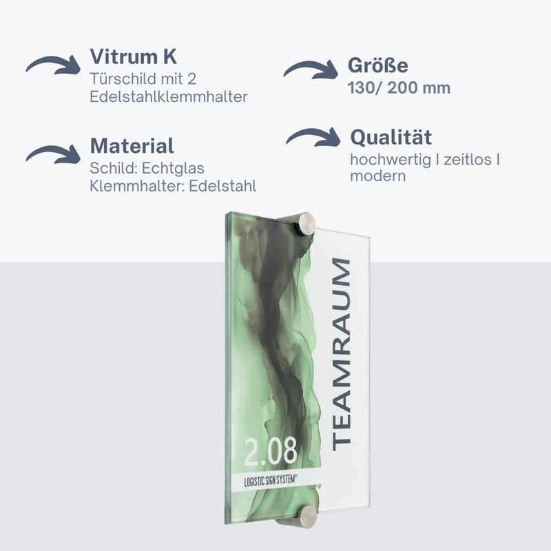 Logistic Sign System Glass Door Sign, Vitrum K2, Clamp Holder