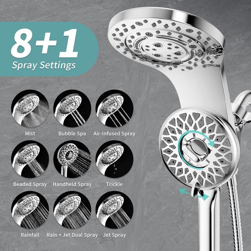 EAARSUO High Pressure Rain Shower Head with Handheld Spray, Magnetic