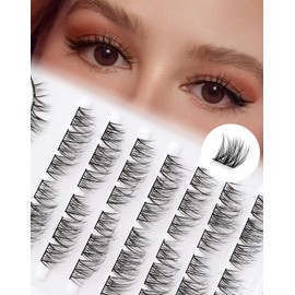 Eyelash Extensions Cluster Lashes Mixed 10-13 mm Individual Eyelashes D Curl Individual Eyelashes Natural Prefabricated Left and Right Eyelash Clusters DIY Eyelashes Lash Extensions Thin Band Siligli