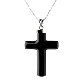 Franki Baker 925 Sterling Silver & Black Onyx Gemstone Cross. Chain Length: 50cms
