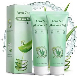 Aero Zen Gel De Aloe Vera Orgánico Al 98%(Paquete De 2), Aloe Puro Hidratante Natural Para Rostro Y Brazos, Gel De Aloe Calmante E Hidratante Para Aliviar Las Quemaduras Solares Y Nutrir