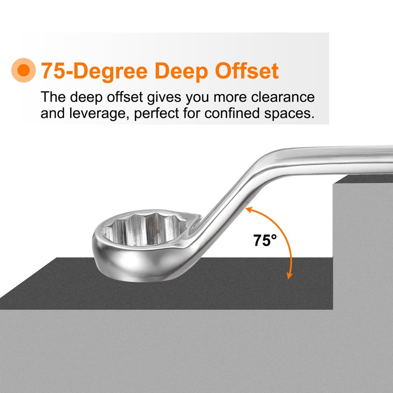 sourcing map Offset Extra Long Box End Wrench 18 x