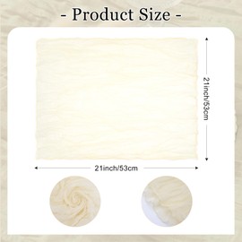 LUKDUNG Pack of 12 Napkins, Boho Gauze Cheesecloth Napkins, 50 x 50 cm, Muslin Napkins for Party, Weddings, Home, Bridal Showers, Table Decorations, Beige