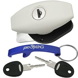 Turntable Lock Flap Lock Service Flap Gas Box Caravan Motorhome White in Set with Pro Styling Key Ring