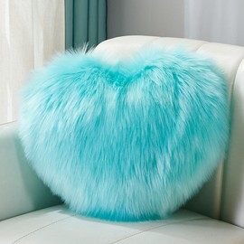 CINY Throw Pillow Cushion Plush Cushion Heart Shaped Fluffy Soft Decorative Pillow Washable Warm & Cosy Home Decoration Gift For Girls Valentine Day for Living Room Sofa 40 x 50 cm blue