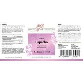 Lapacho Tincture, 100 ml, Tabebuia Impetiginosa Drops (1:4 Extract), Premium Quality, Made in Austria, Dietary Supplement, Pau d'Arco, Vegan