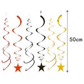 GAKA FAVOR Pack of 24 Red Black Gold Spiral Garland Decoration, Glitter Swirl Decoration for Casino Party, Graduation, Birthday, Wedding, New Year's Eve or Carnival