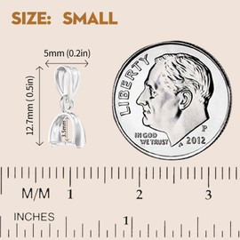 OHINGLT 925 Sterling Silver Pinch Bails for Pendants Clasp Connectors Bails for Jewelry Necklace Clip Pendant Clasps(Made in Italy)