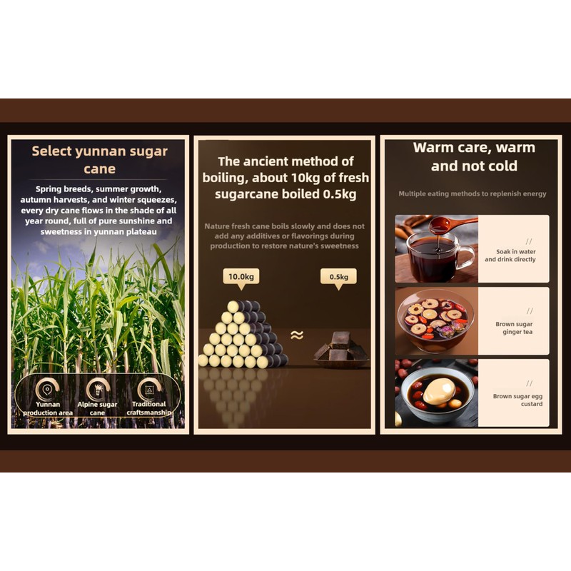 handmade dark brown sugar period 250g 8.81oz