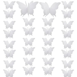 Ruidee Pack of 4 Paper Butterfly Banner 2.8 m 3D Butterfly Garland for Hanging Colourful Butterfly Paper Garland for Wedding, Birthday Party Decoration (HD/White)