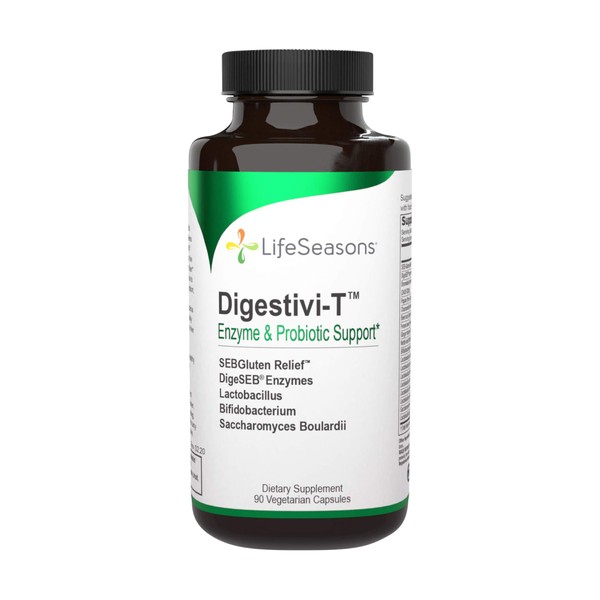 Life Seasons - Digestivi-T - Digestive Enzyme and Probiotic Supplement - Combats Malabsorption - Bloating Relief - Supports Healthy Dietary Changes - Contains Bifidobacterium - 90 Capsules