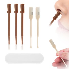 5pcs 2 in 1 Nose Hair Trimmer, Double-Sided & Single-Sided Nose Hair Razors 360 Degrees Rotating Nose Hair Cleaner Nasal Hair Cutter Nostril Hair Tool for Women Men (Brown, White)