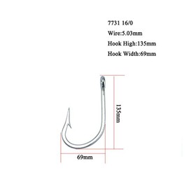 TOPIND Stainless Steel 7731 Fishhooks Large Sea Fishing Hooks Tuna Hooks Barbed Sharp Big Size Saltwater Trolling Jig Tuna Shark Live Bait Hooks Fishing Hooks