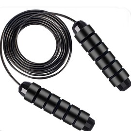 QIALAI is a black, weightless steel wire skipping rope. It is a fitness skipping rope with flexible adjustment and is suitable for outdoor use. Each rope is 3 meters long and weighs 151g. Made of PVC,